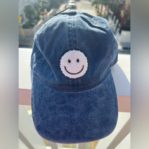 NWT David and Young Smile Chenille patch soft denim blue distressed baseball cap - Picture 1 of 10